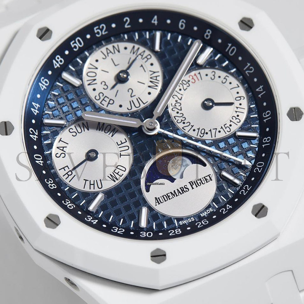 AUDEMARS PIGUET ROYAL OAK WHITE CERAMIC PERPETUAL CALENDAR MOON PHASE WATCH 26579CB.OO.1225CB.01